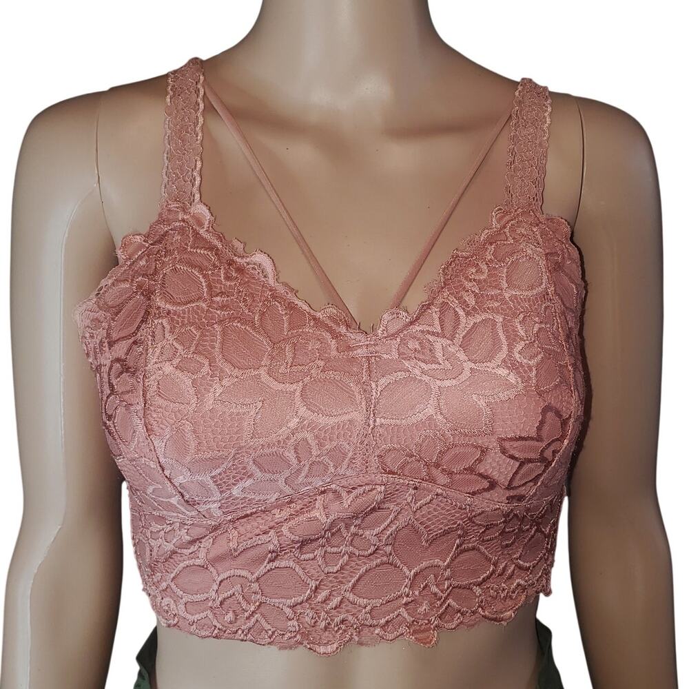 Daytrip Lace Bralette XS Pink Strappy Back Coquette Balletcore